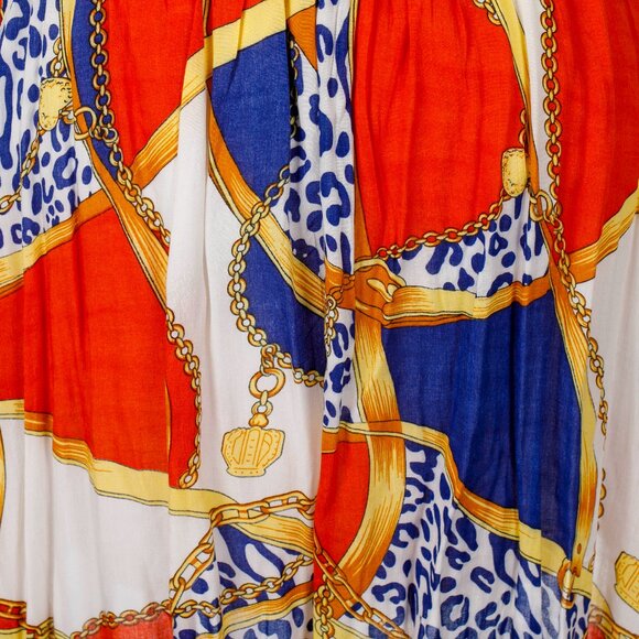 Blue Orange Printed Colorful Flowy Maxi Dress XSmall - Picture 4 of 4